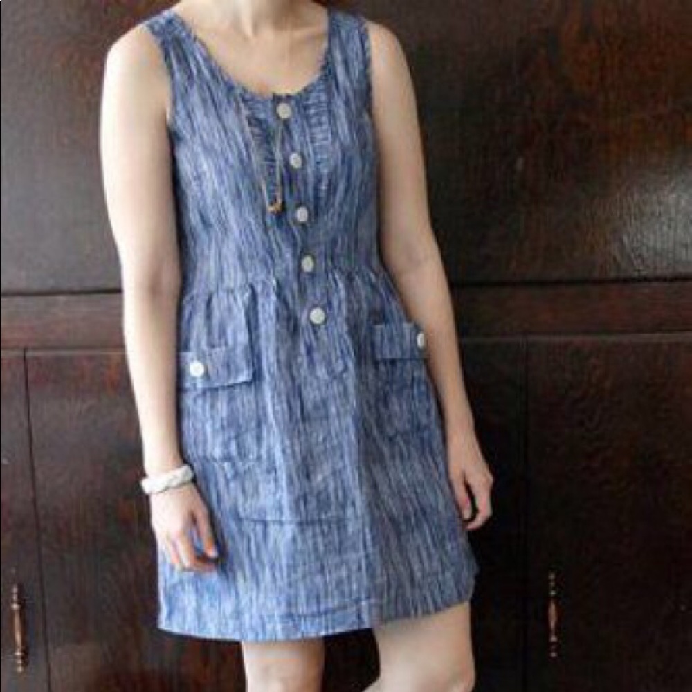 Steven Alan blue button-up sleeveless dress medium